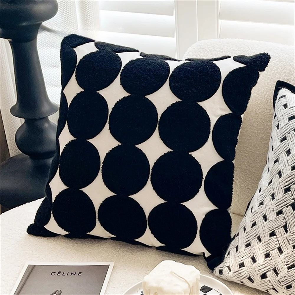 Black White Grid Pillow Cover