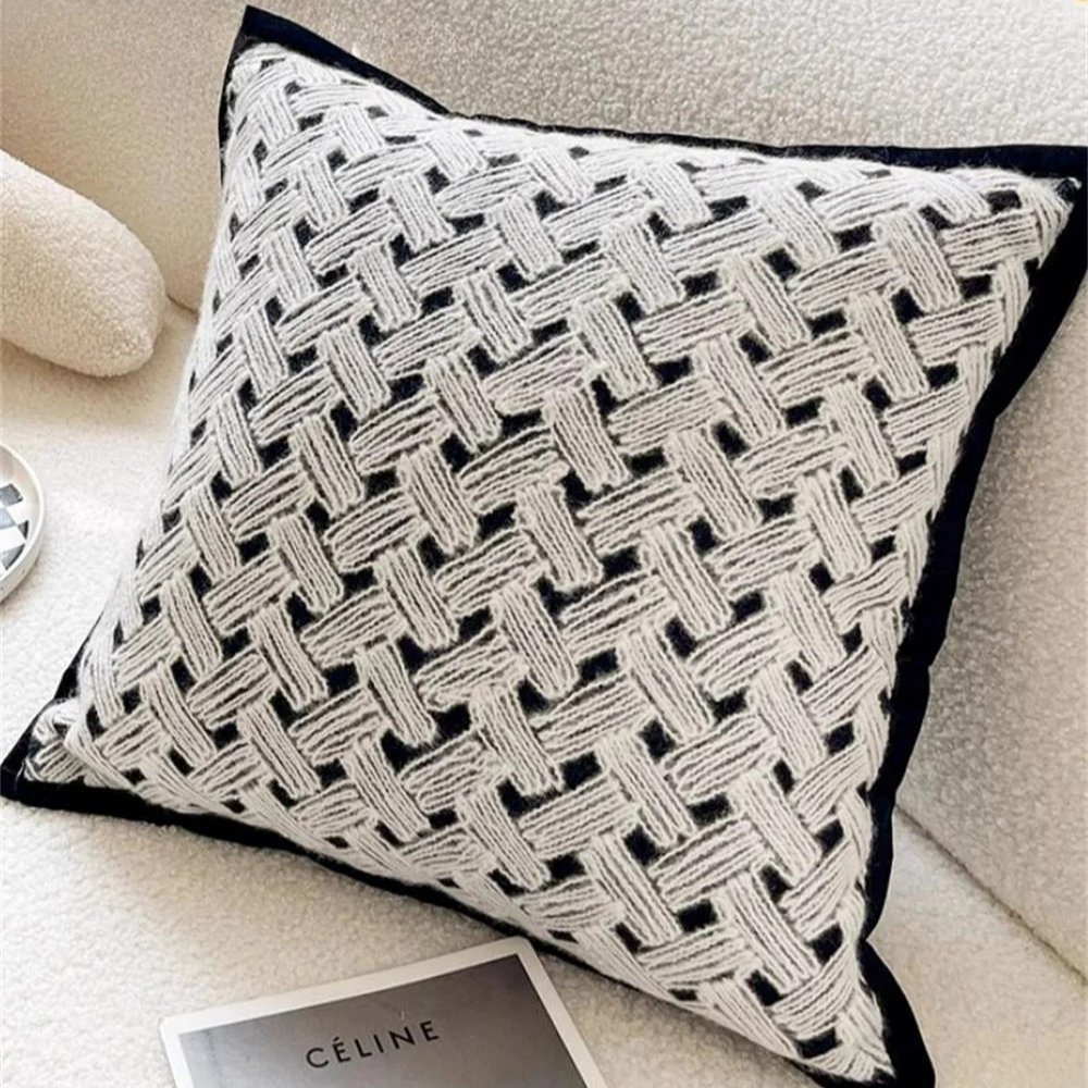 Black White Grid Pillow Cover
