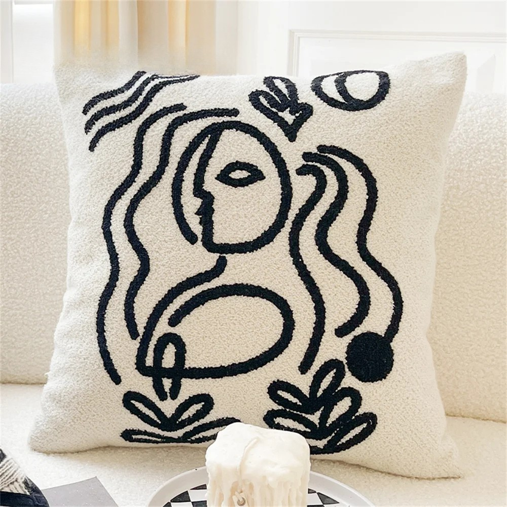 Black White Grid Pillow Cover