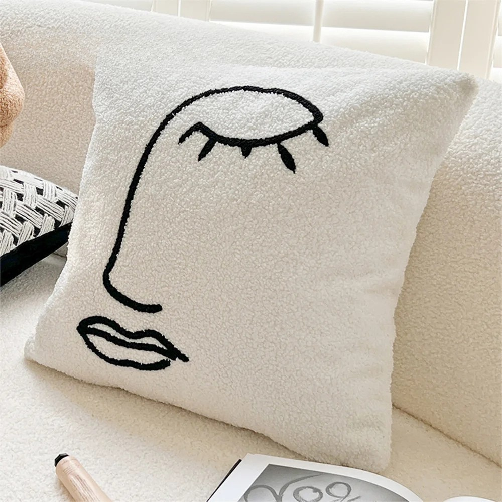 Black White Grid Pillow Cover