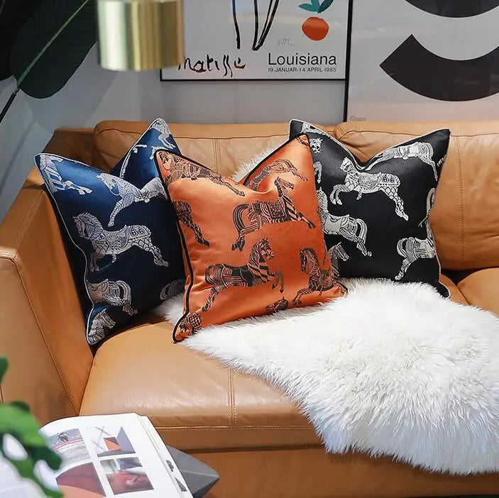 Luxury Horse Silk Pillow Cover