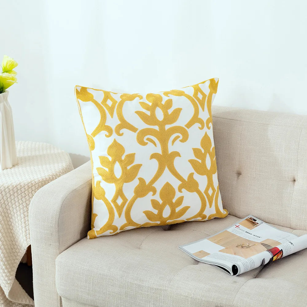 Geometric Embroidered Pillow Cover