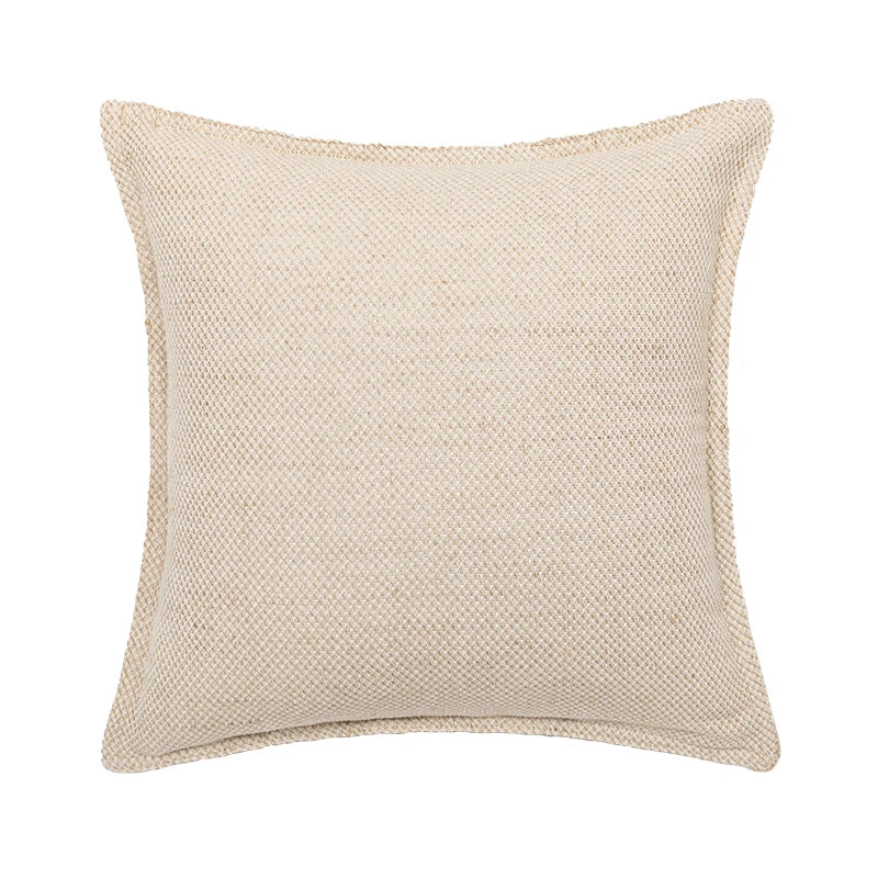 Neutral beige linen pillow cover with simple minimalist design