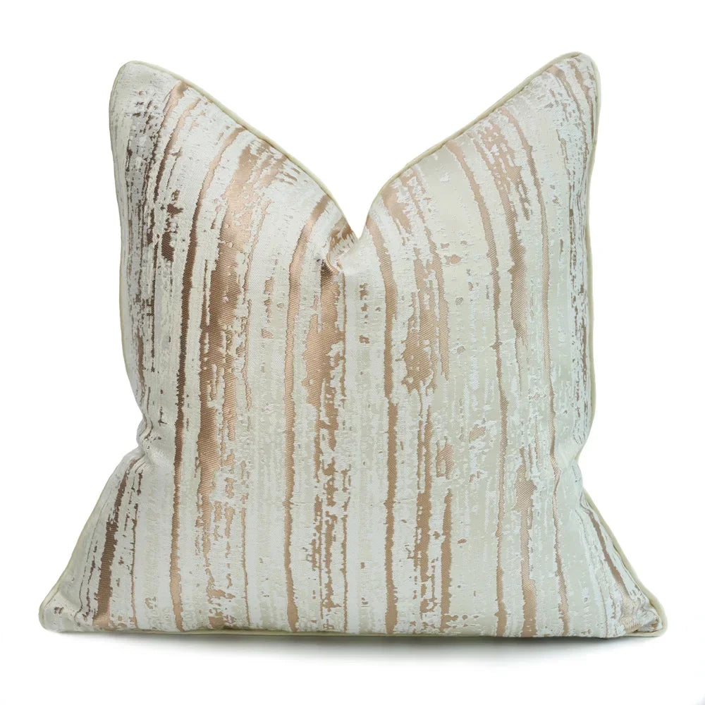 Decorative pillow with striped pattern on a white background