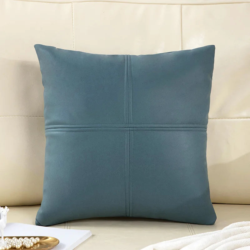 Blue pillow on a beige sofa
