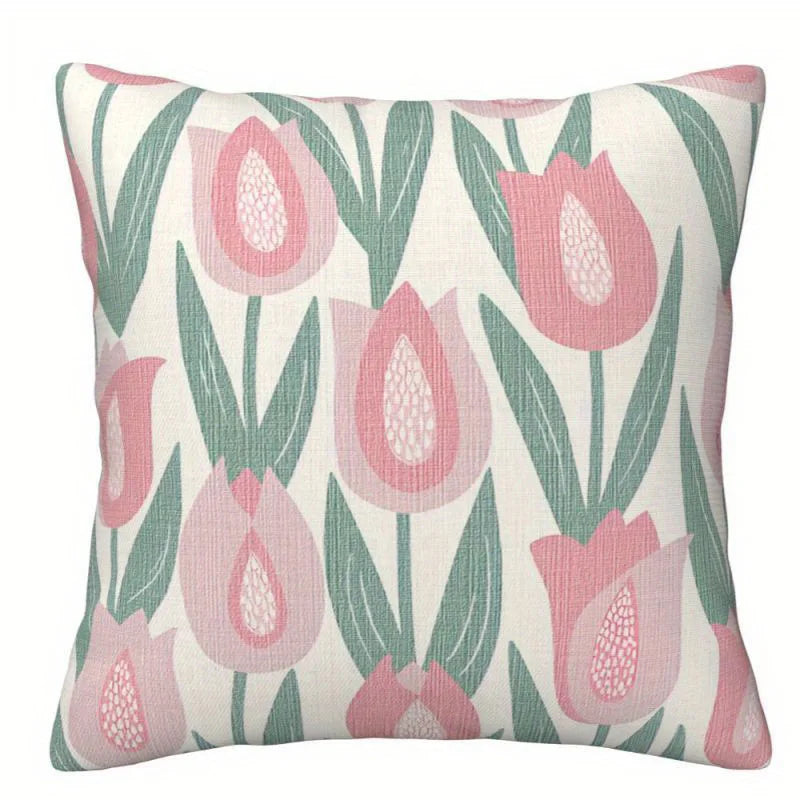 Floral pattern throw pillow cover with soft botanical design on lightweight fabric
