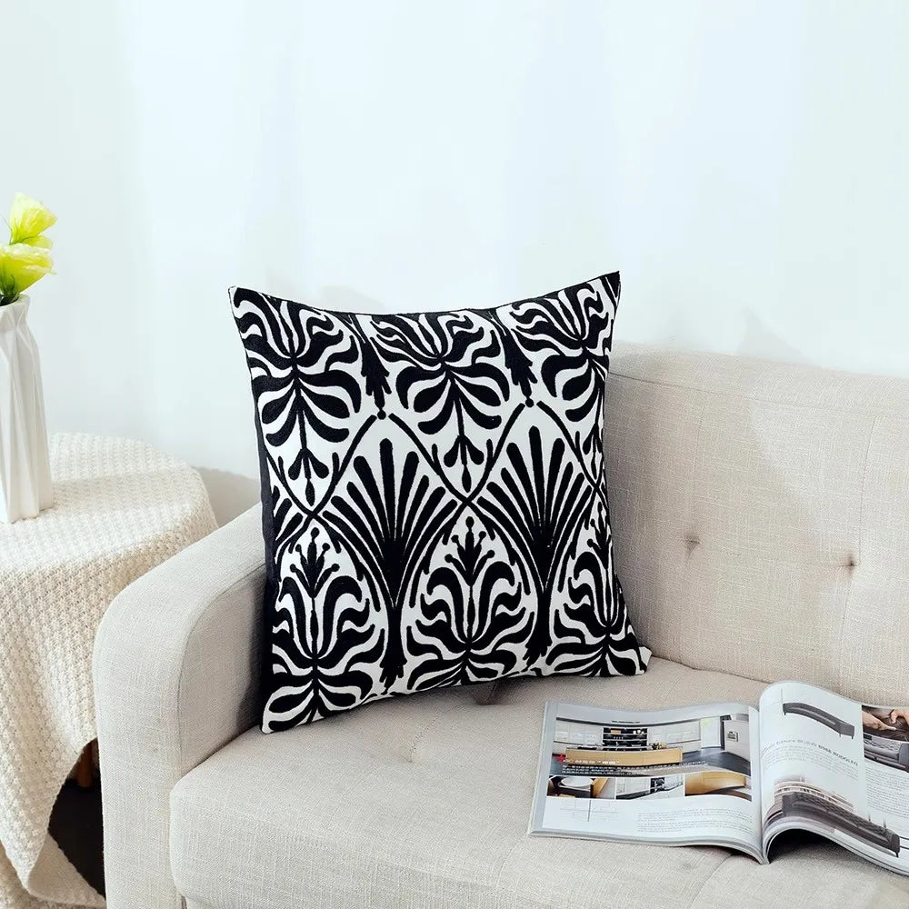 Geometric Embroidered Pillow Cover