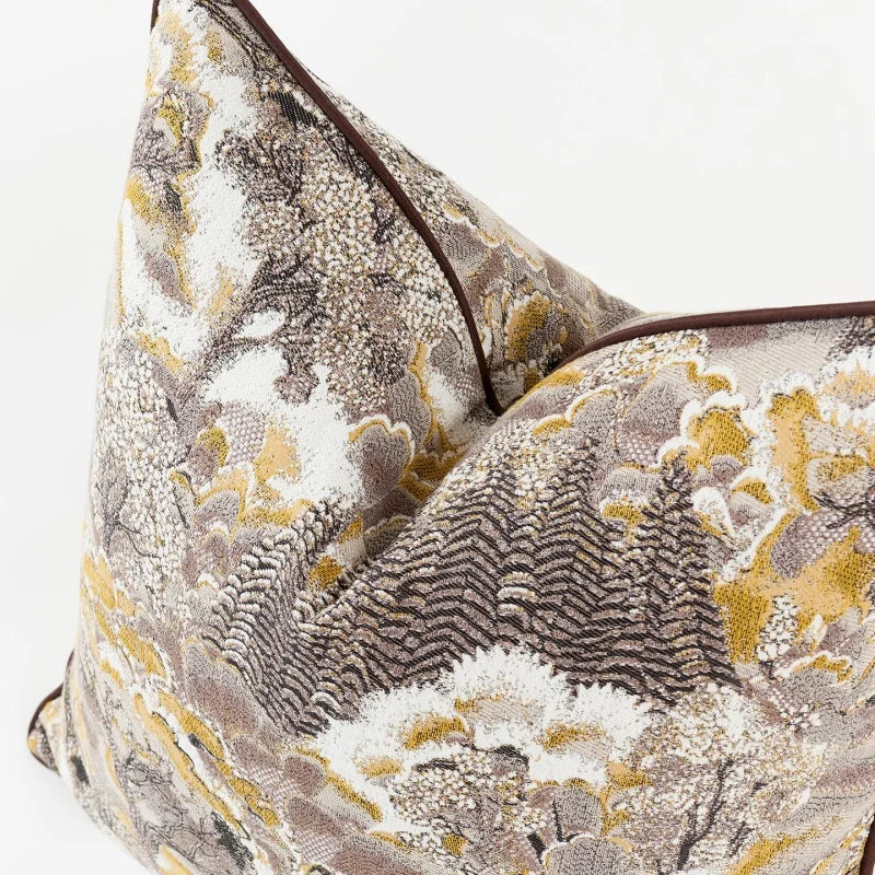Decorative pillow with floral pattern on a white background