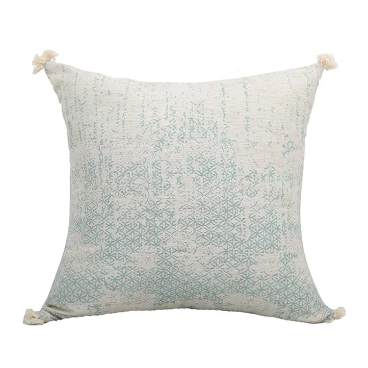 Decorative pillow with a geometric pattern on a white background