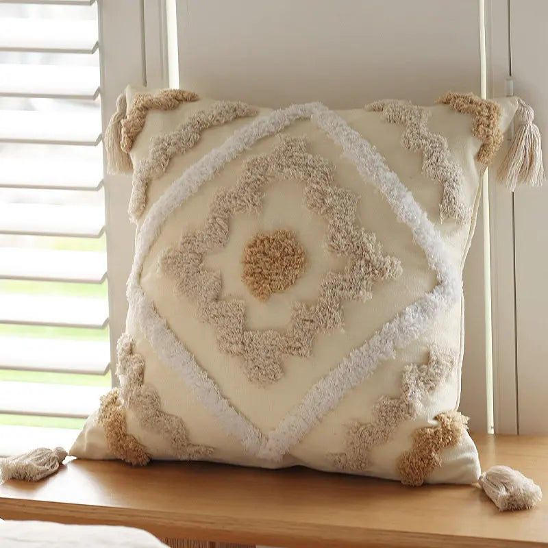 Boho Cotton Linen Tassel Pillow Cover