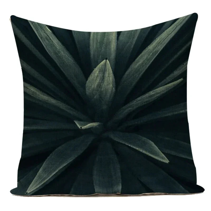 Tropical Green Leaves Pillow Cover