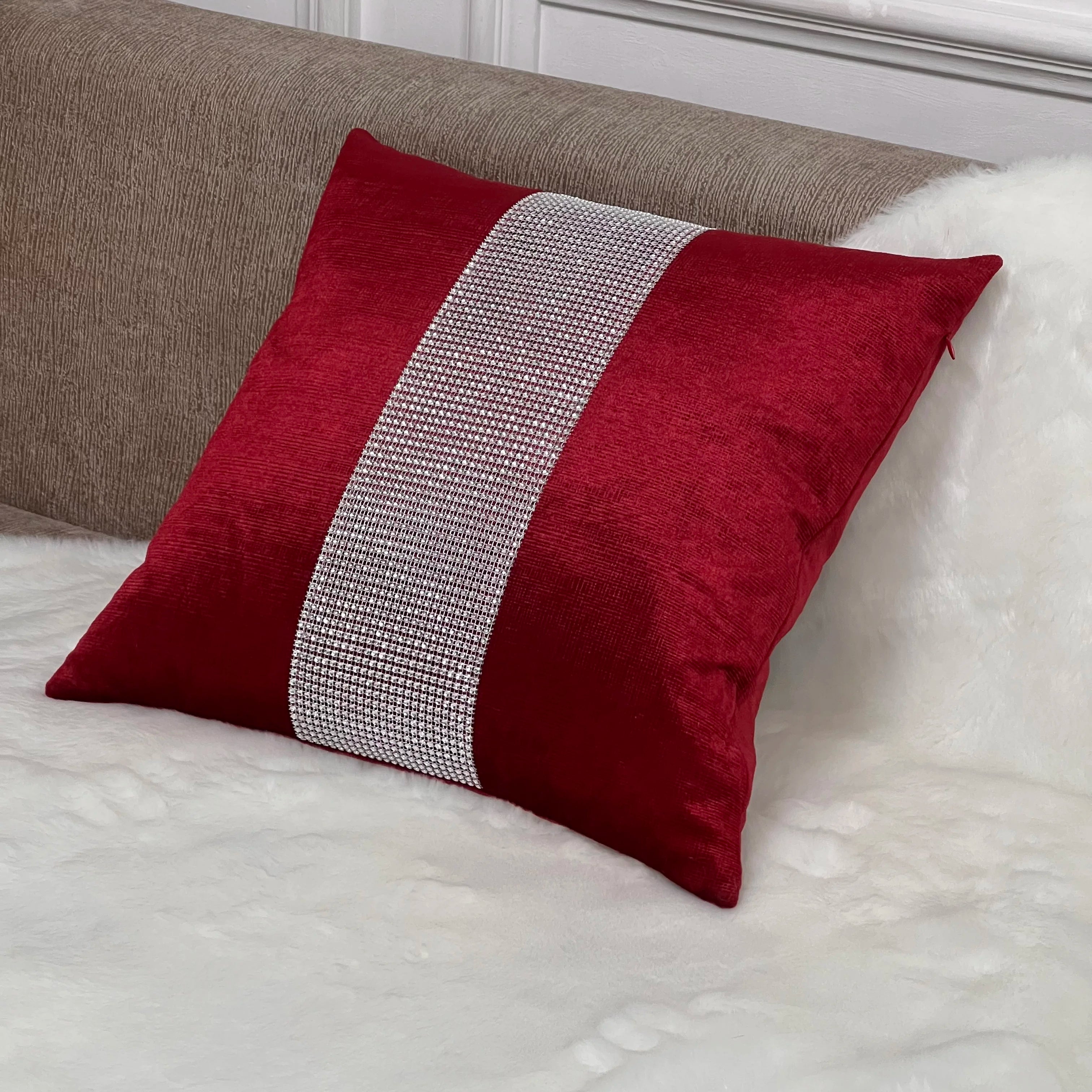 Plaid Plush Velvet Cushion Cover