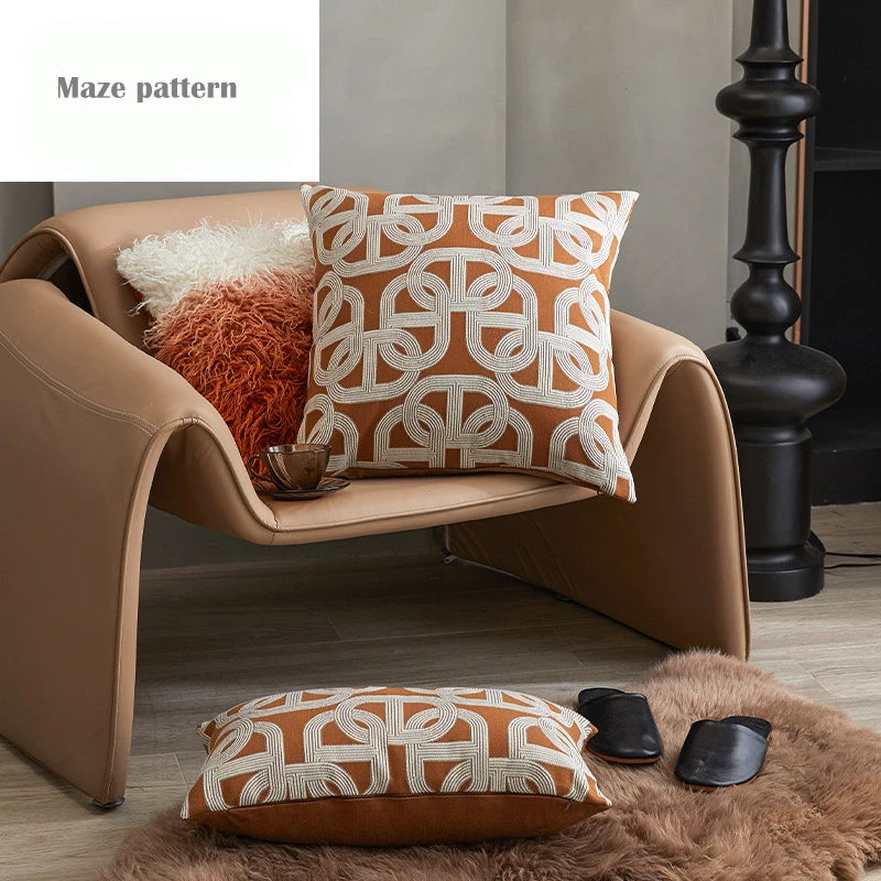 Jacquard Geometric Ring Pillow Cover