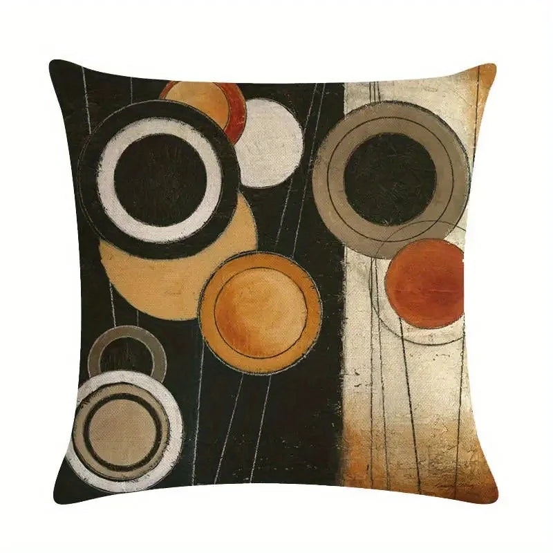 Abstract circles decorative pillow cover with modern geometric pattern on soft fabric