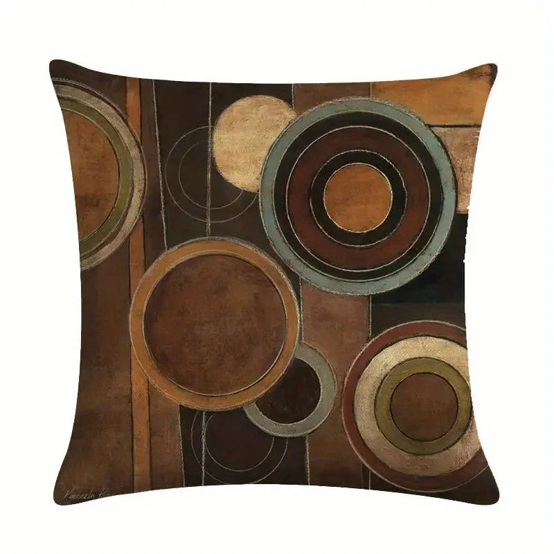 Abstract circles decorative pillow cover with modern geometric pattern on soft fabric
