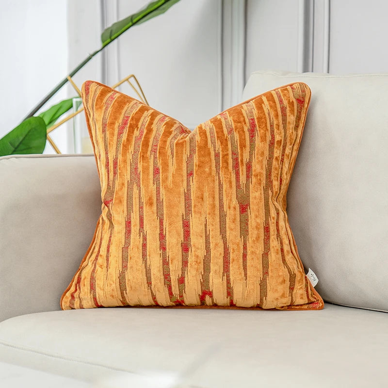 Luxury velvet flocked cushion cover in solid color with soft plush texture design