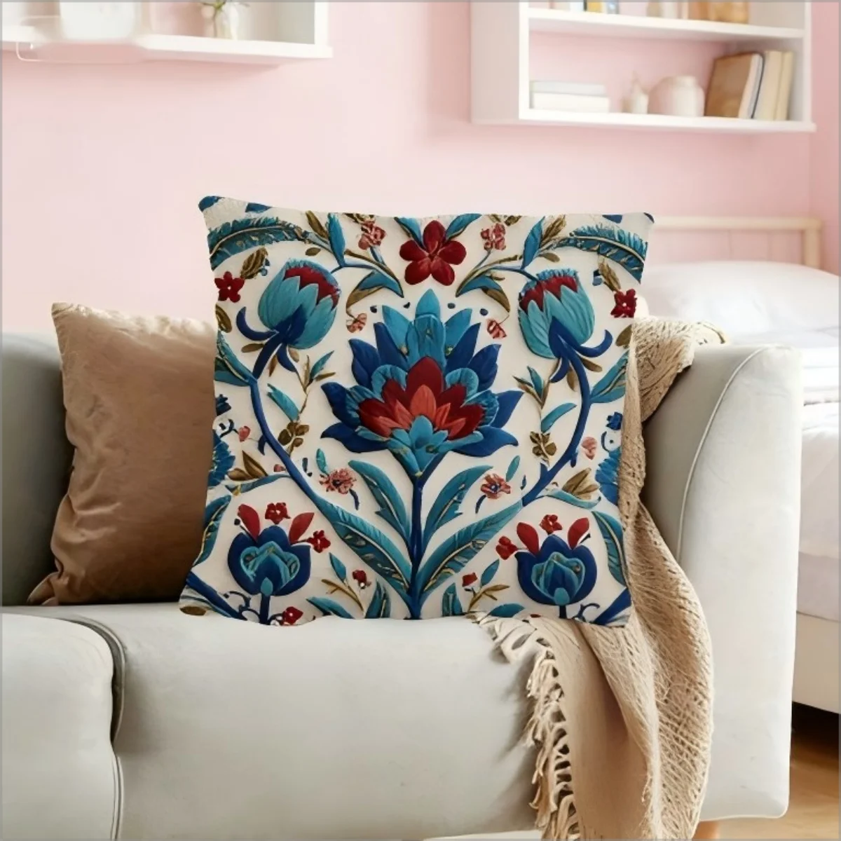 Boho Turkish Floral Pillow Cover