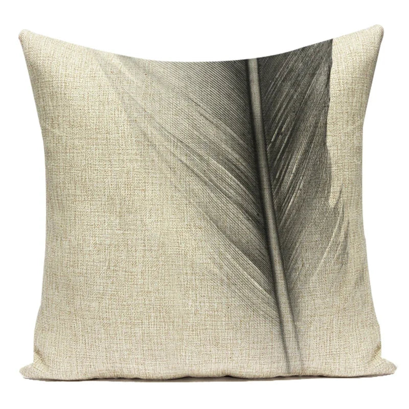 Decorative pillow with a leaf pattern on a white background
