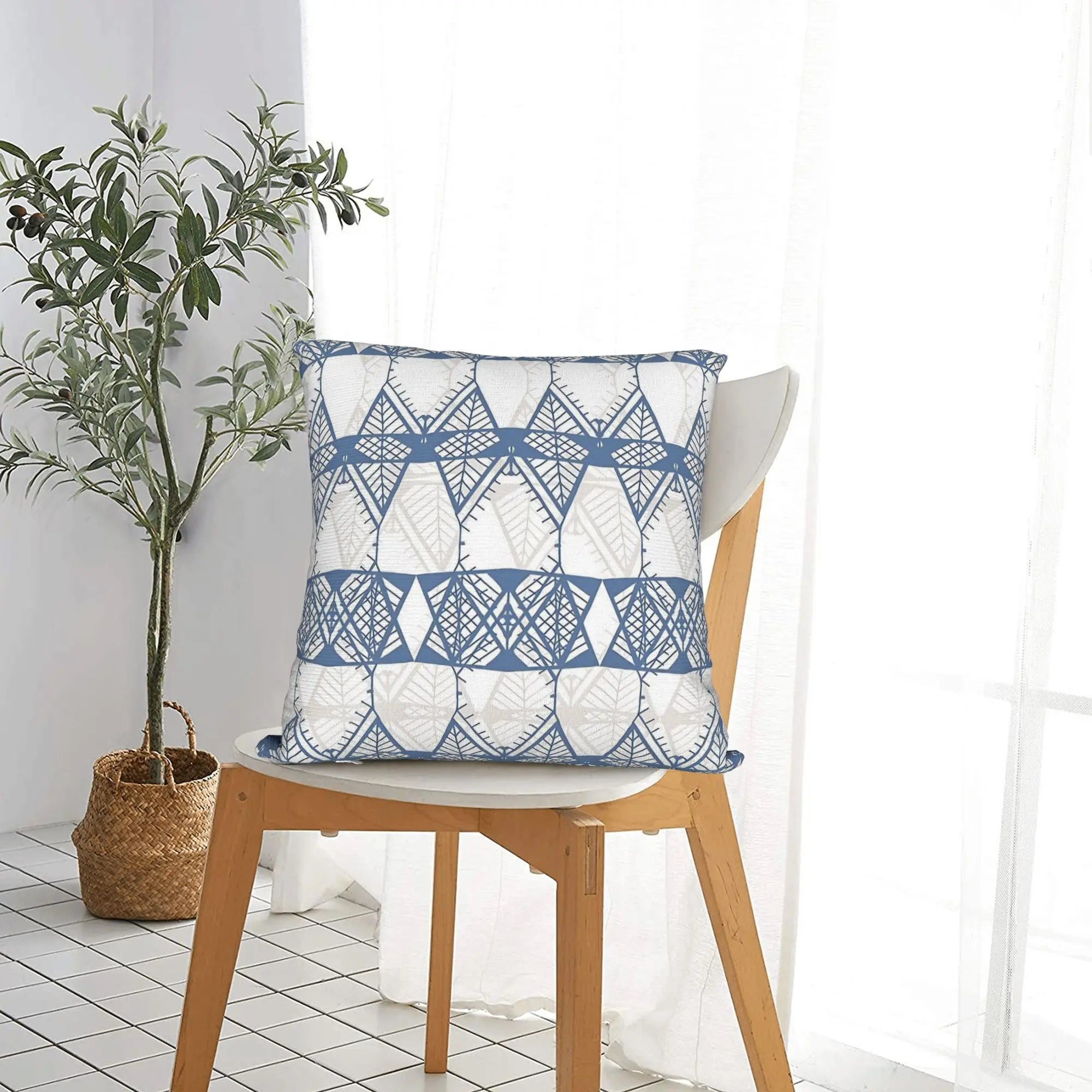 Blue Geometric Doodles Pillow Cover
