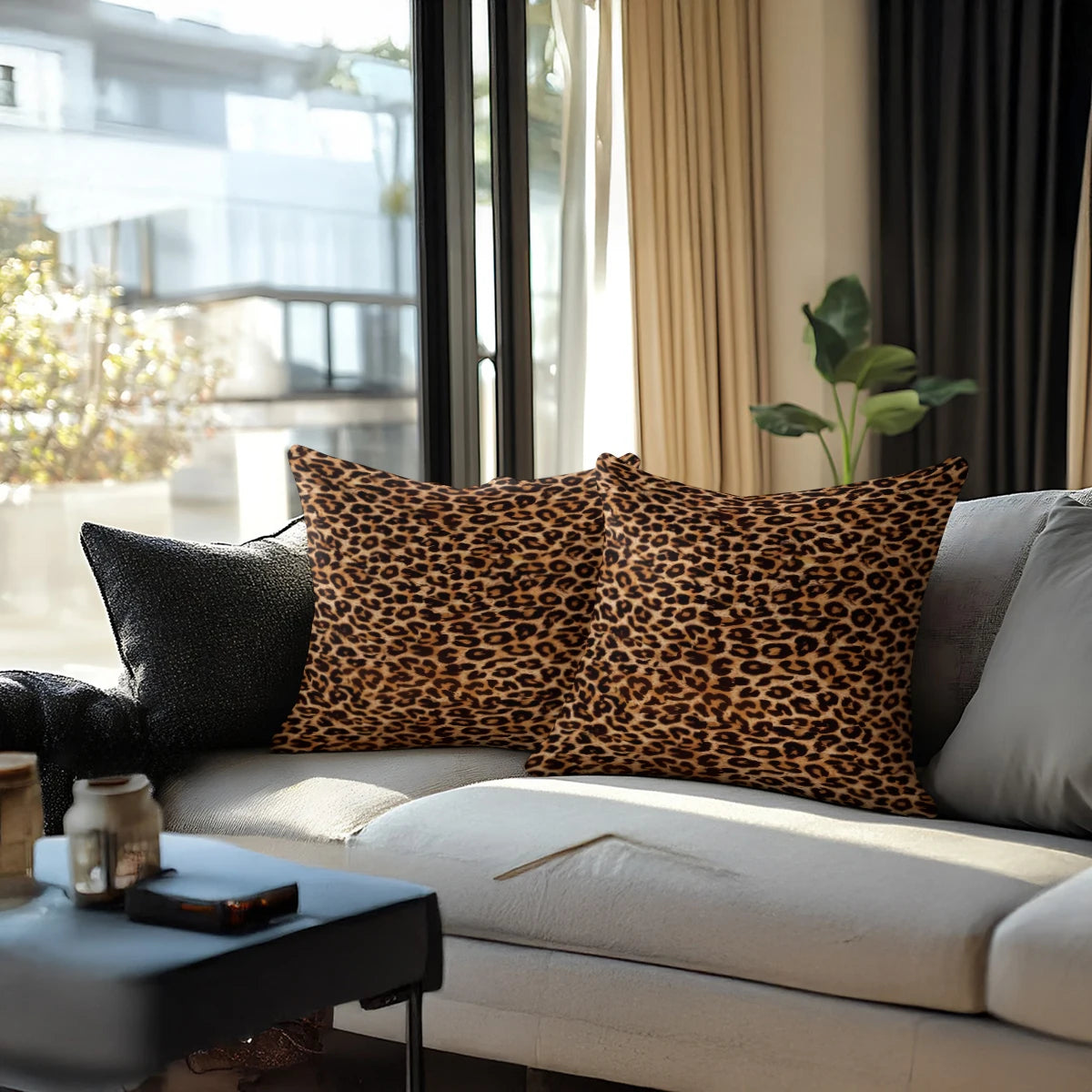 Brown Leopard Print Pillow