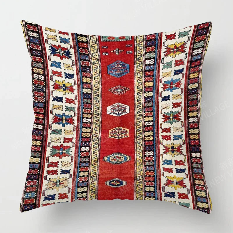 Decorative pillow with intricate patterns on a white background