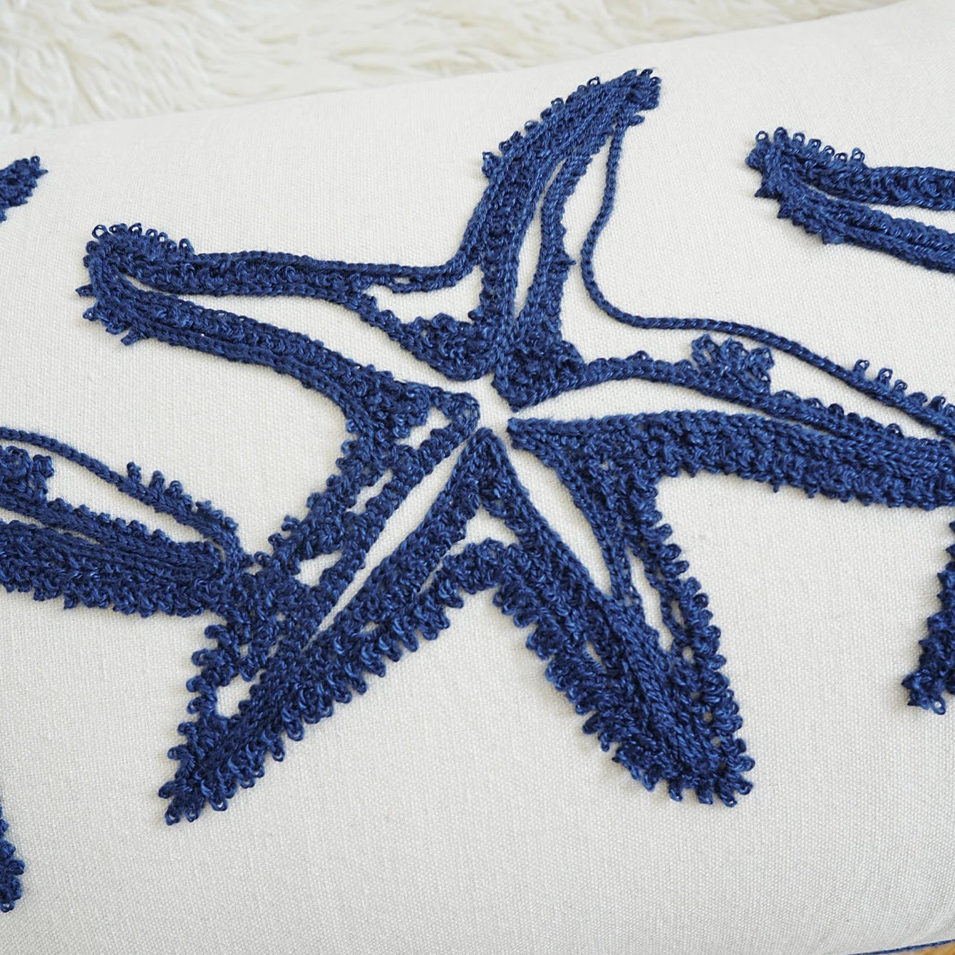 Starfish Embroidered Pillow Cover