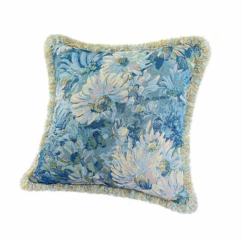 Countryside Floral Fringe Pillow Cover