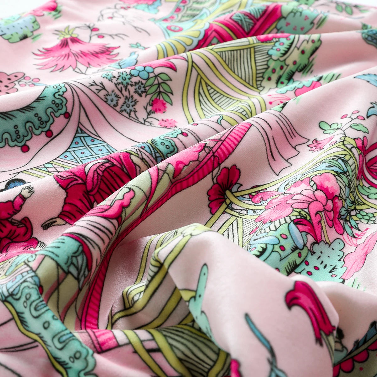 Colorful floral and abstract patterned fabric
