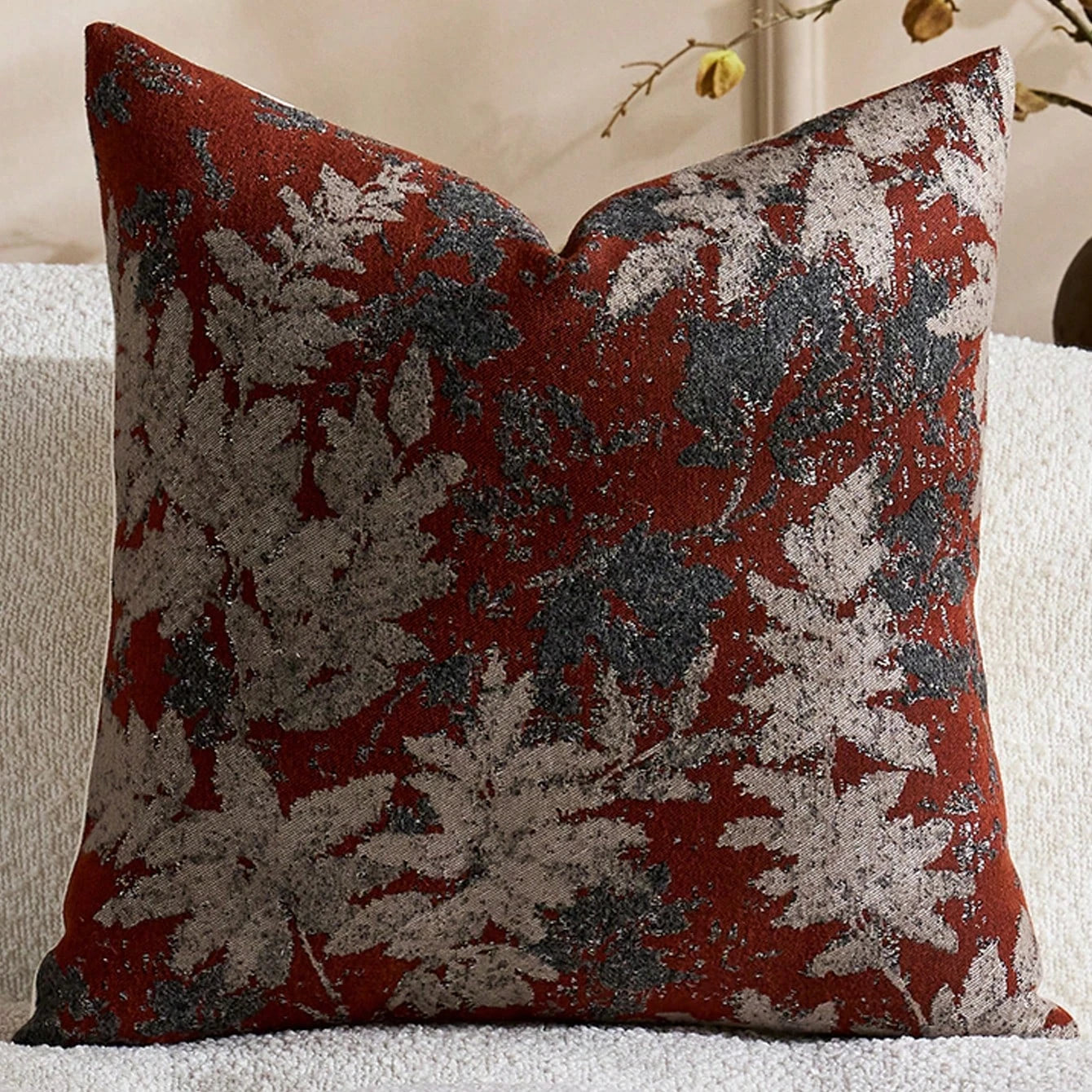 Vintage Botanical Leaf Pillow Cover
