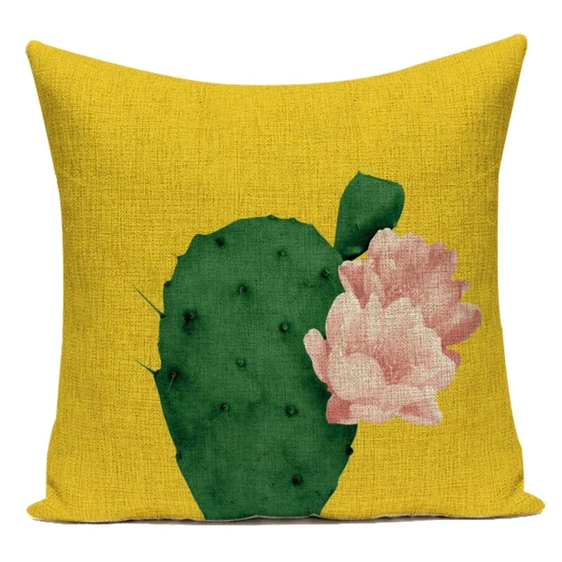 Tropical Green Leaves Pillow Cover