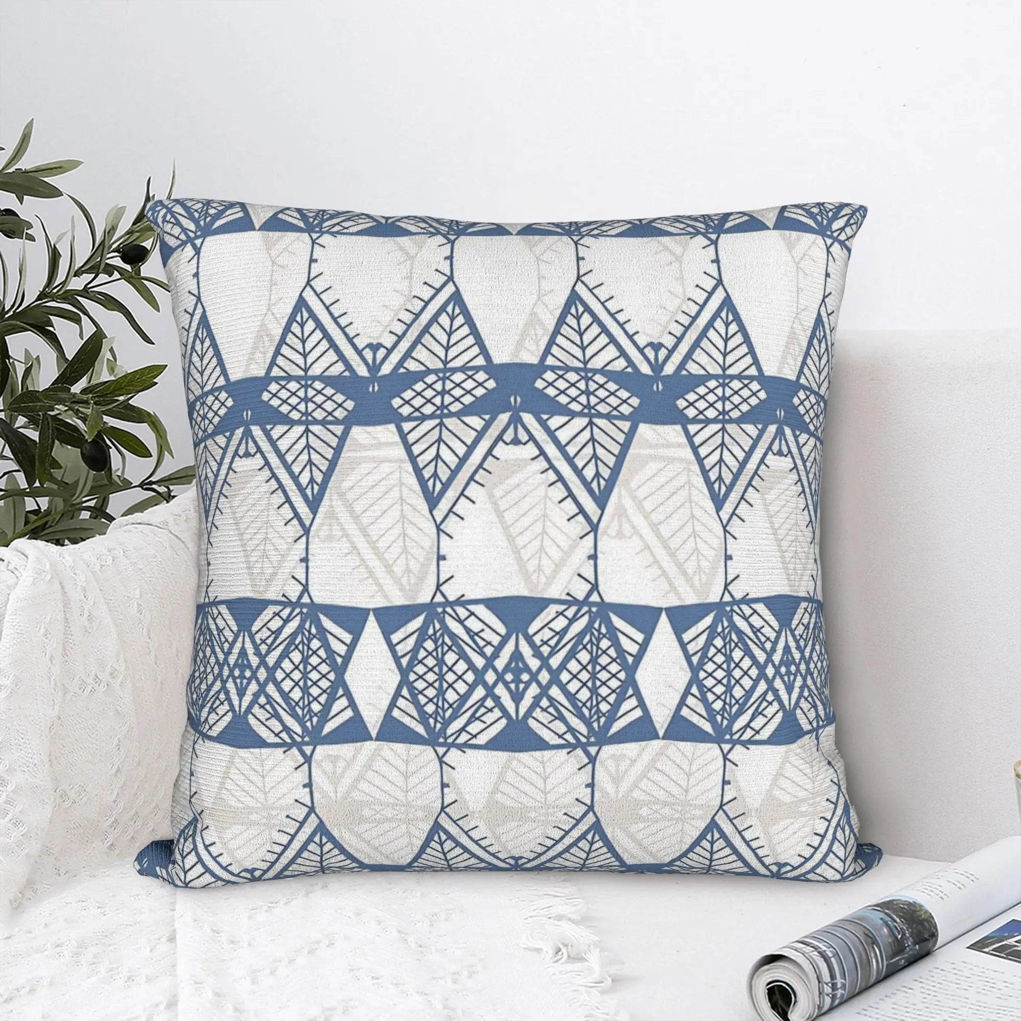 Blue Geometric Doodles Pillow Cover