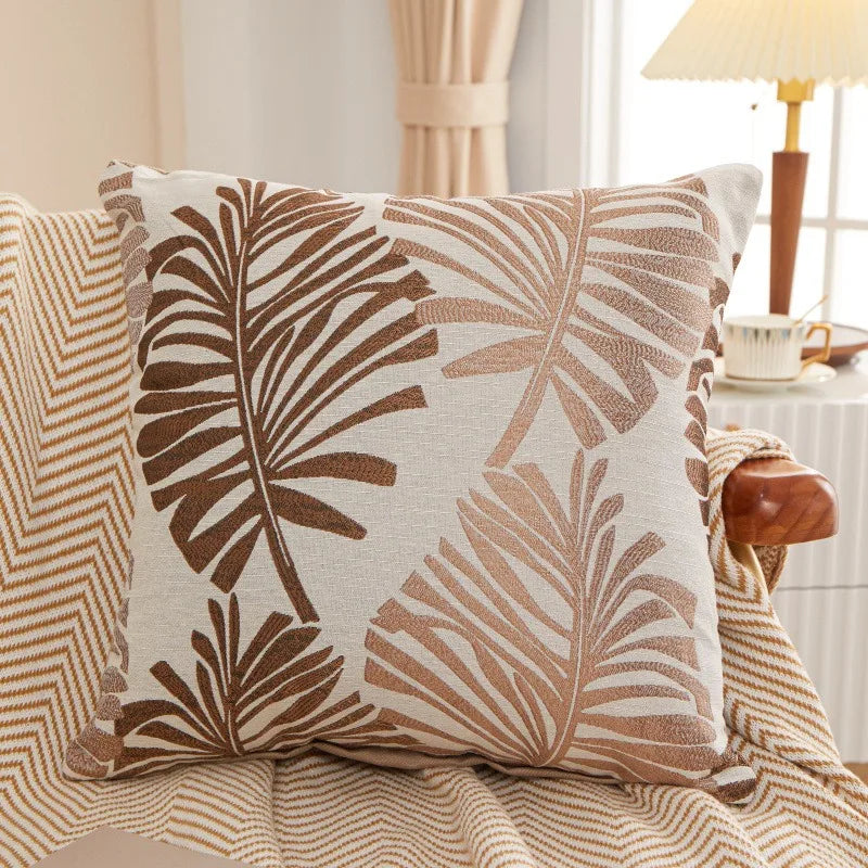 Palm Tree Linen Throw Pillow Cover