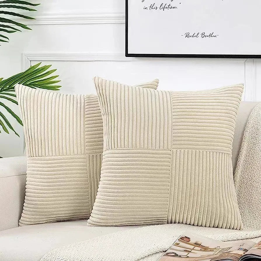 Green Corduroy Striped Pillow Cover