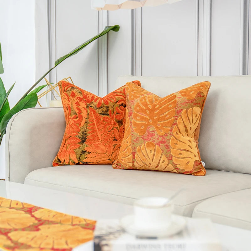 Luxury velvet flocked cushion cover in solid color with soft plush texture design