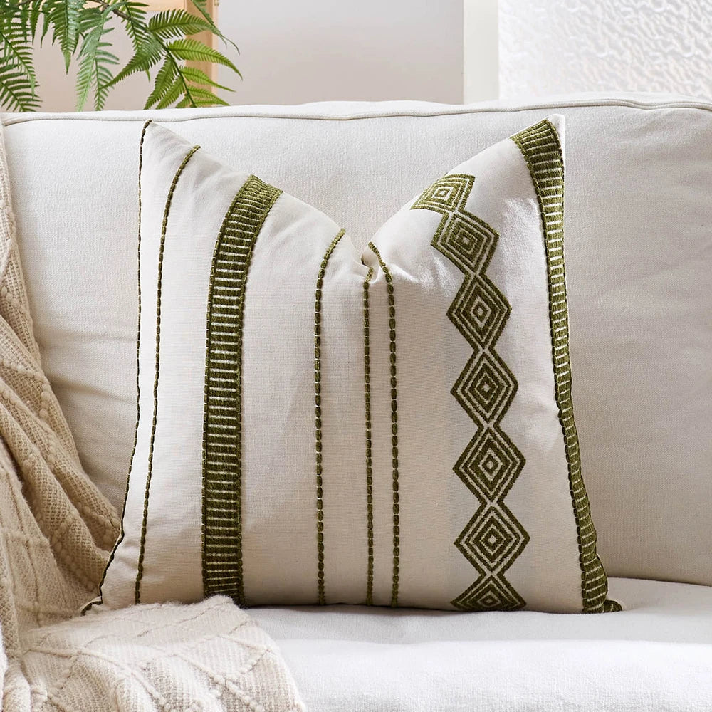 Boho Tufted Striped Pillow Cover