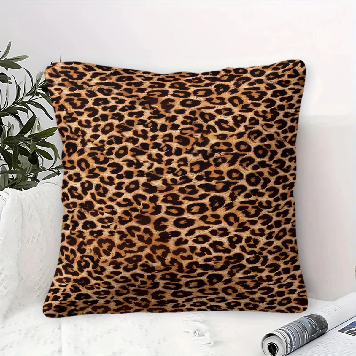 Brown Leopard Print Pillow