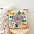 Marine life pillow cover with detailed coral reef scene and vibrant colors