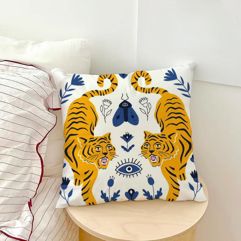 Decorative pillow with tiger design