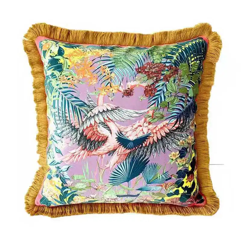 Oriental Animal Tassel Pillow Cover