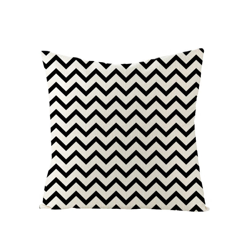 Nordic Black White Geometric Linen Throw Pillow Cover