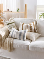 Boho Tufted Striped Pillow Cover