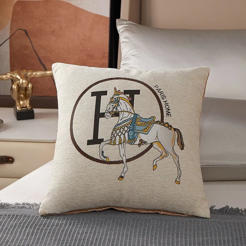 Luxury cable knit print pillow cover with textured knit-inspired pattern on soft fabric