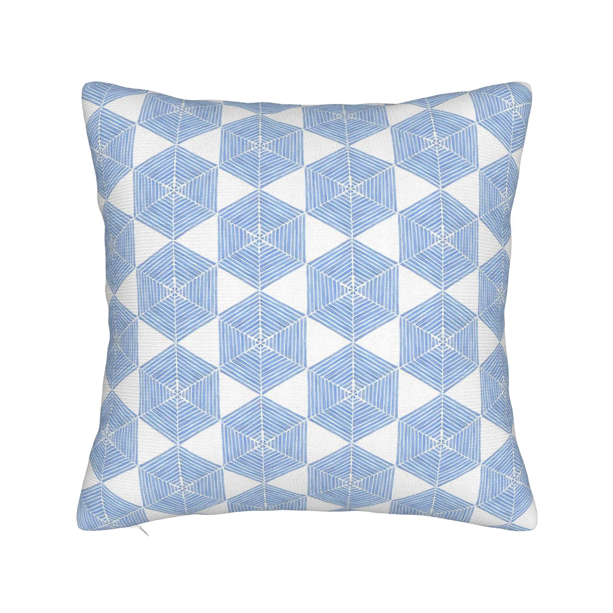 Blue Geometric Doodles Pillow Cover