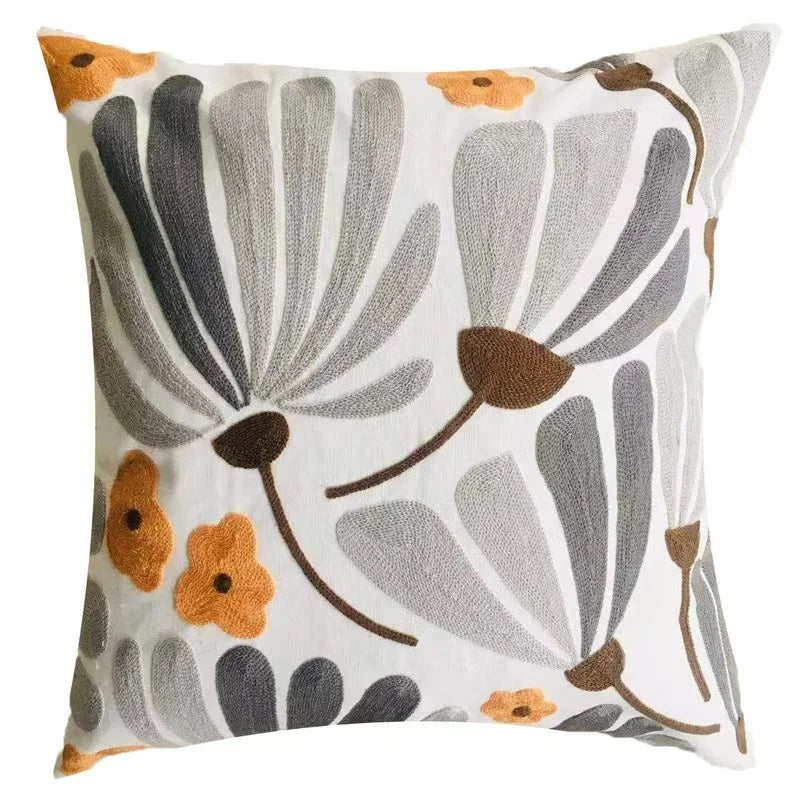 Decorative pillow with floral pattern on a white background