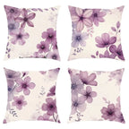 Four purple floral pillow covers