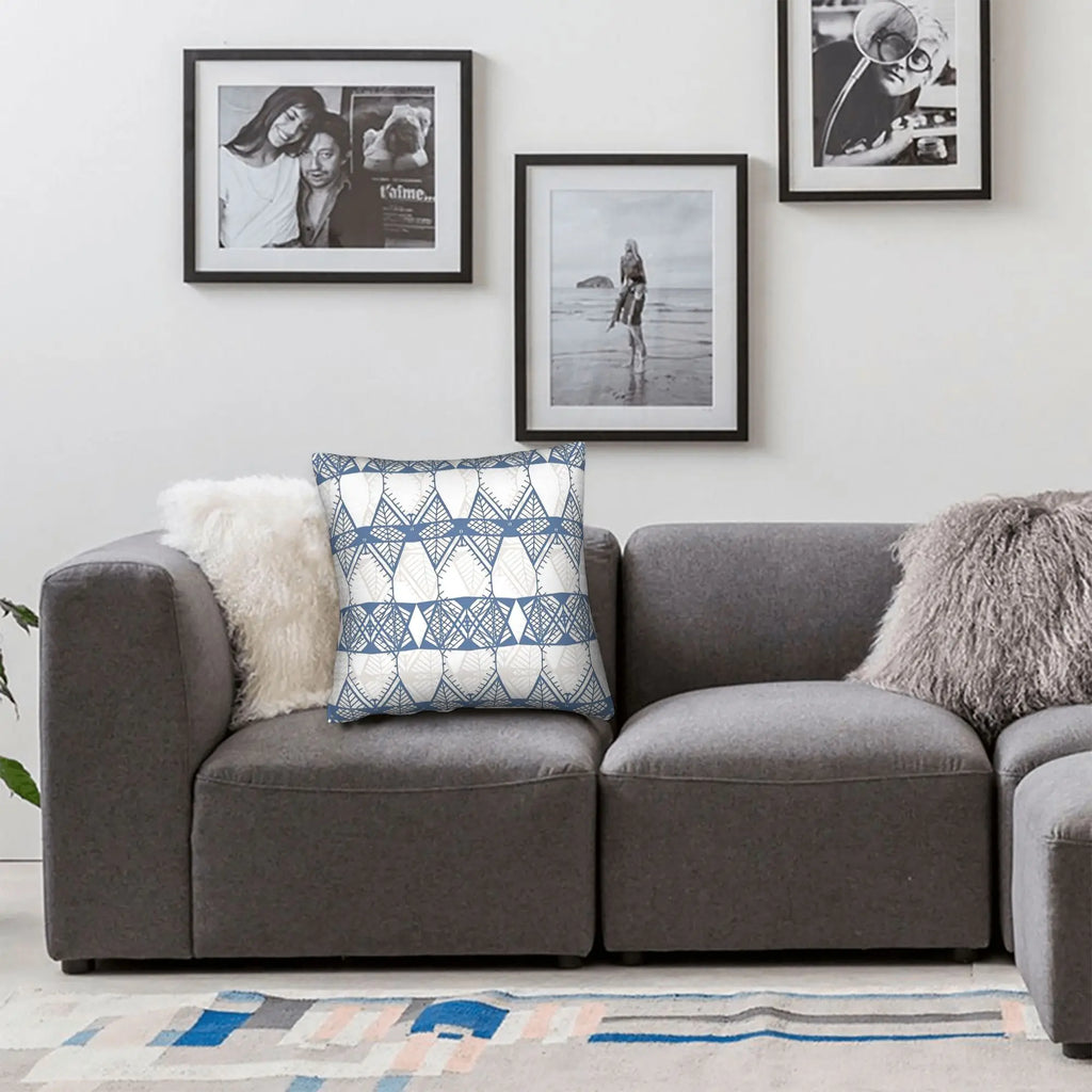 Blue Geometric Doodles Pillow Cover
