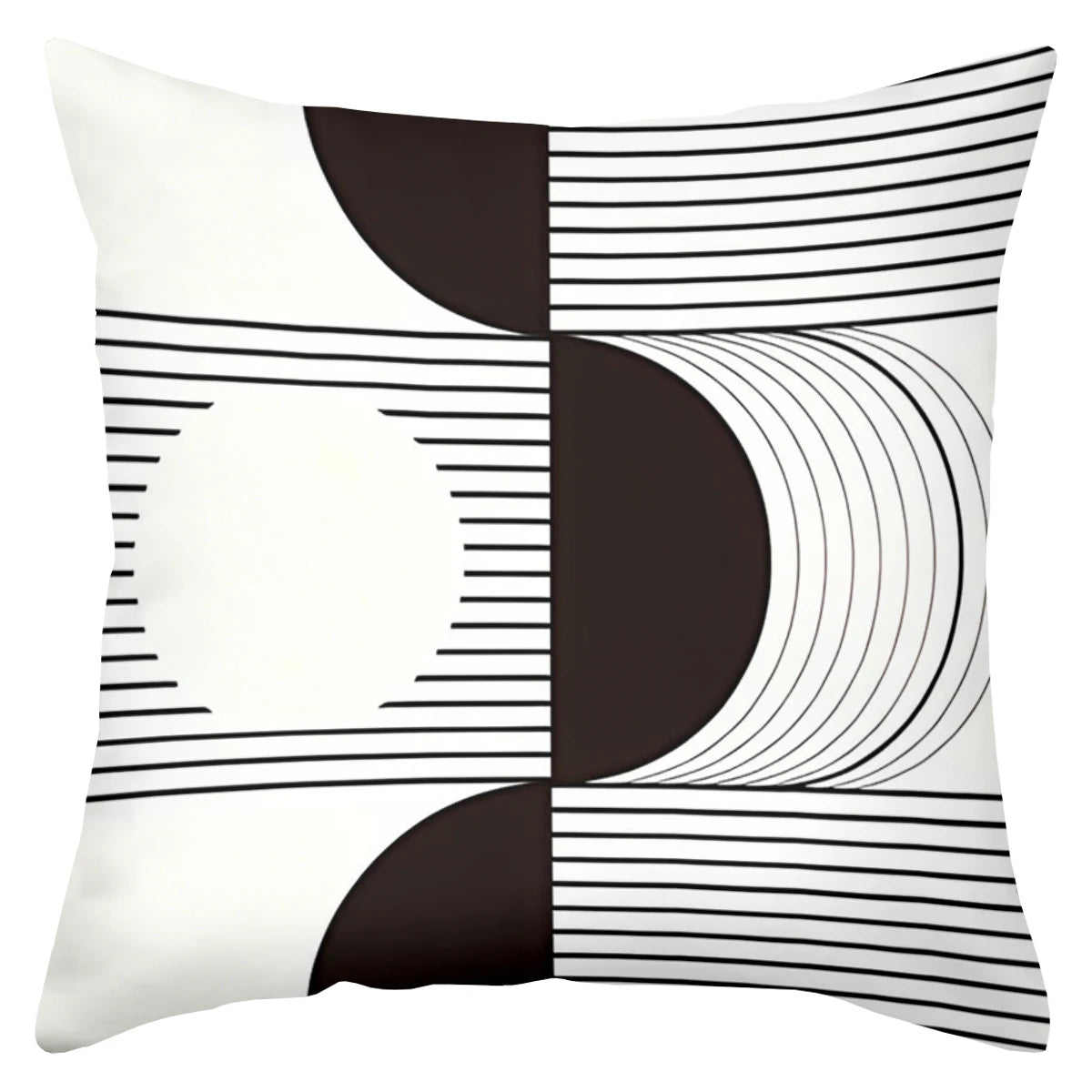 Decorative pillow with black and white geometric pattern