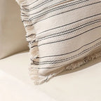 Boho Striped Fringed Pillow Cover