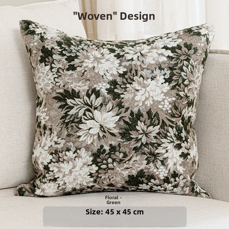 Retro Floral Wool Blend Pillow
