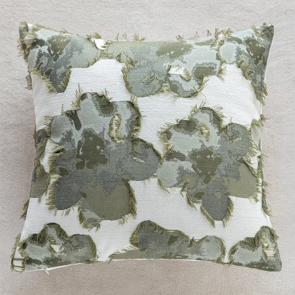 Retro Green Plant Jacquard Pillow Cover